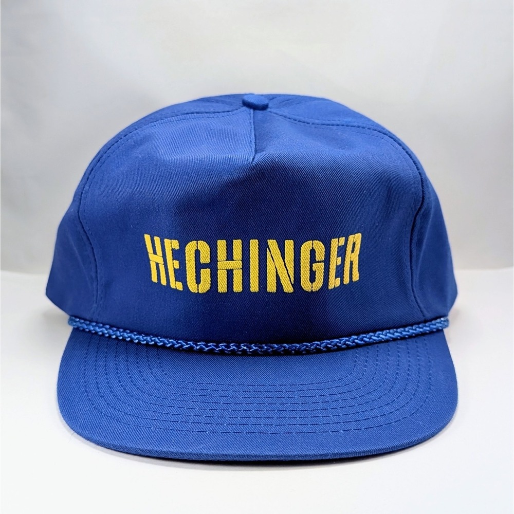 Hechinger Hardware Store Retail Blue Logo Vintage 80s Rope Deadstock Hat Cap‎